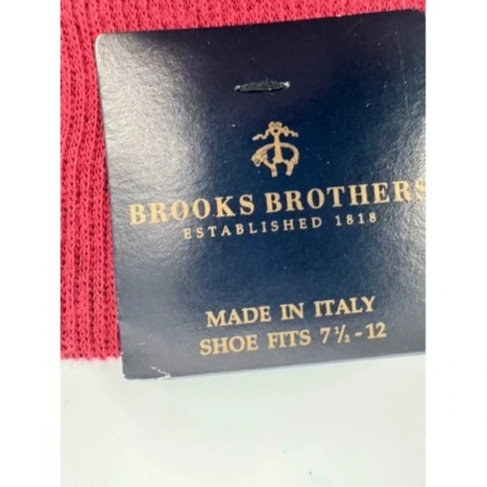Brooks Brothers Crew Socks Mens OS Grey Burgundy Striped Made in Italy New